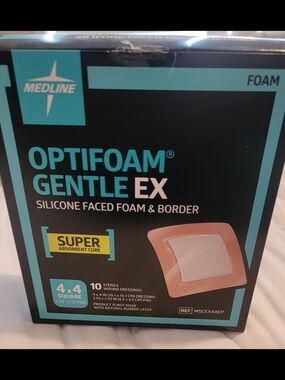 Medline Optifoam Gentle EX Silicone Faced Foam & Border 4 x 4